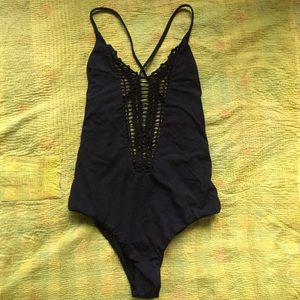 Black Crochet One Piece